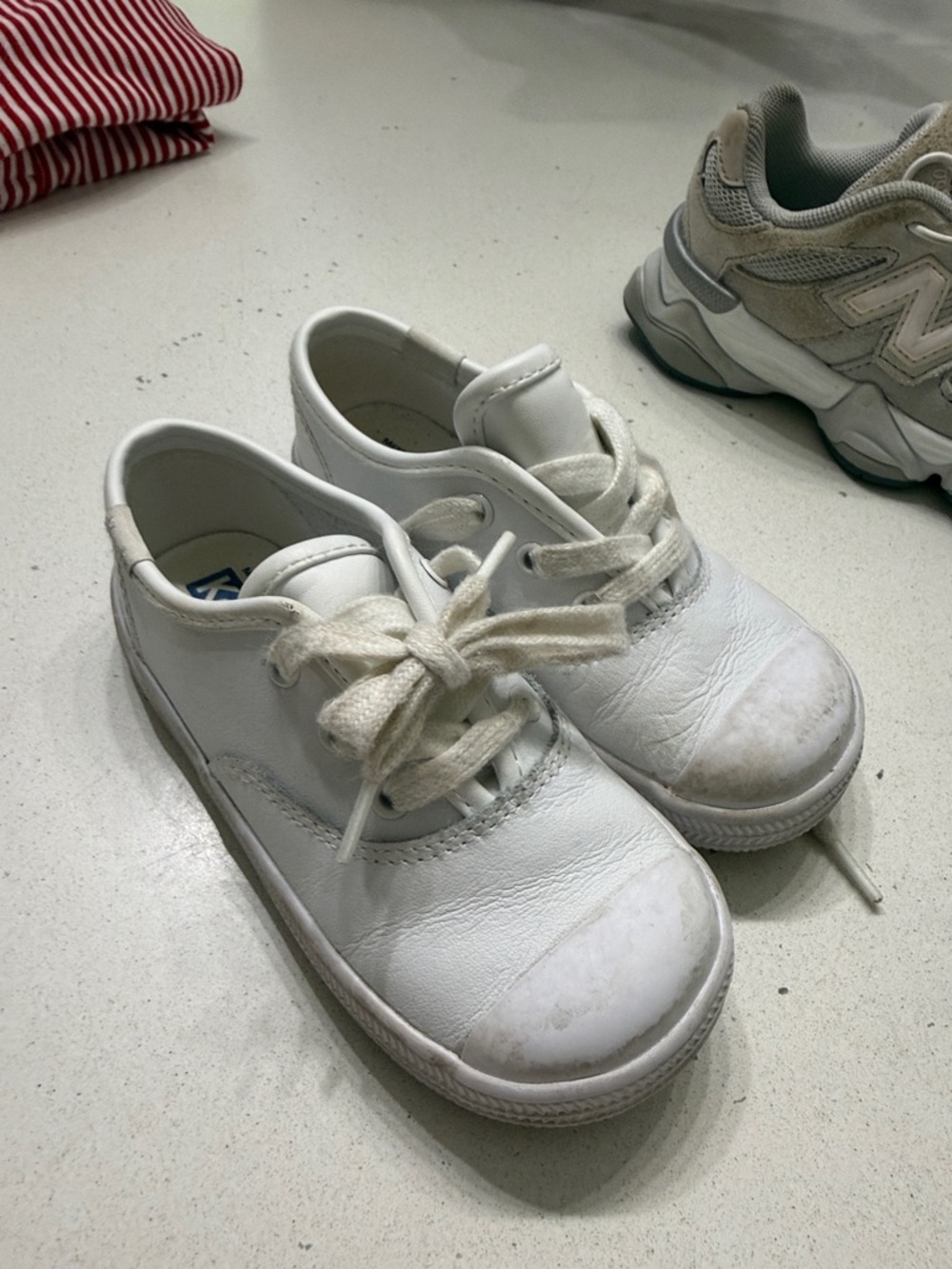 Kids White Leather Lace-Up Shoes